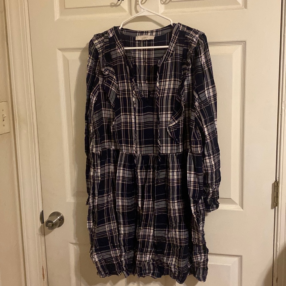 NWOT Loft Plaid Swing Dress